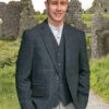 Irish Wool Tweed Sport Jacket - Navy Overcheck
