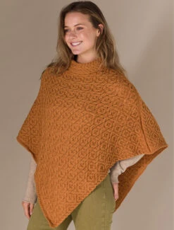 Hawthorn Pattern Aran Poncho -Modekleidung A841ie Golden Ochre 3 31072.1673753202