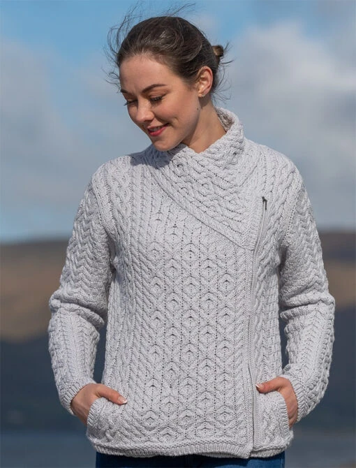 Women's Aran Jacket With Side Zip – Bild 10