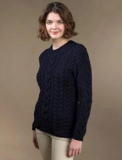 Women's Super Soft Aran Crew Neck Sweater -Modekleidung Aran L4A2082 1 41322.1709546051