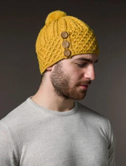 Men's Merino Honeycomb Pom Pom Hat -Modekleidung Aran L4A3243 1 17950.1718977889