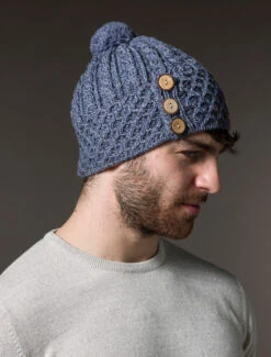 Men's Merino Honeycomb Pom Pom Hat