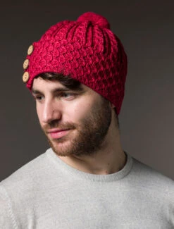 Men's Merino Honeycomb Pom Pom Hat -Modekleidung Aran L4A3277 1 77140.1718977888