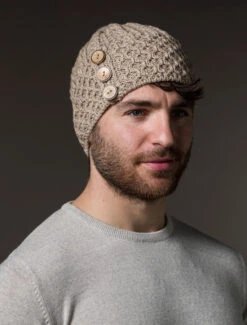 Men's Merino Honeycomb Pom Pom Hat -Modekleidung Aran L4A3284 1 40882.1718977889