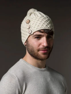 Men's Merino Honeycomb Pom Pom Hat -Modekleidung Aran L4A3289 1 10276.1718977888