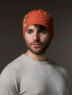 Men's Merino Honeycomb Pom Pom Hat -Modekleidung Aran L4A3316 2 48063.1718977889