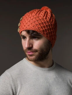 Men's Merino Honeycomb Pom Pom Hat -Modekleidung Aran L4A3317 1 93613.1718977889