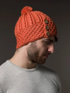 Men's Merino Honeycomb Pom Pom Hat -Modekleidung Aran L4A3319 1 77476.1718977890