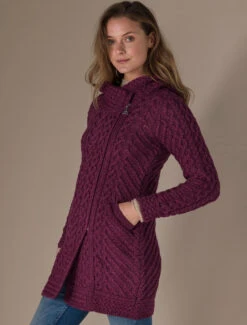 Claddagh Heart Design Side Zip Coatigan -Modekleidung Aran L4A7232 58143.1718916637