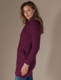 Claddagh Heart Design Side Zip Coatigan -Modekleidung Aran L4A7235 12229.1718916637