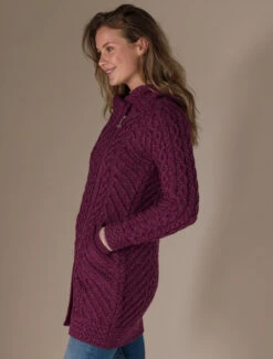 Claddagh Heart Design Side Zip Coatigan -Modekleidung Aran L4A7236 54303.1718916637