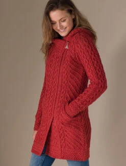 Claddagh Heart Design Side Zip Coatigan -Modekleidung Aran L4A7306 47618.1718916638
