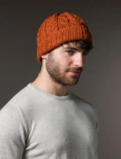 Aran Heritage Cable Wool Hat -Modekleidung B387 Burnt Orange 1 Copy 28759.1681309715
