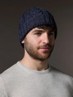 Aran Heritage Cable Wool Hat -Modekleidung B387 Denim 2 95184.1681309753