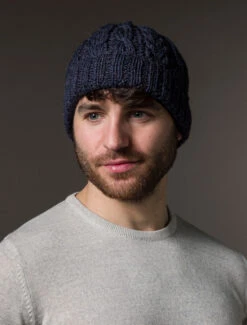Aran Heritage Cable Wool Hat -Modekleidung B387 Denim 83678.1681309752