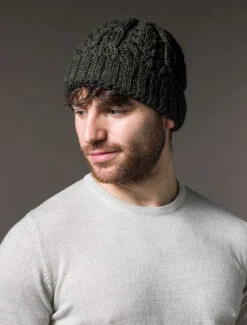 Aran Heritage Cable Wool Hat -Modekleidung B387 Moss 1 Copy 96928.1681309648