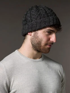 Aran Heritage Cable Wool Hat -Modekleidung B387 charcoal 1 Copy 15994.1681309875