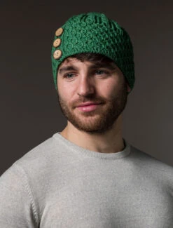 Men's Merino Honeycomb Pom Pom Hat -Modekleidung B595 Kiwi 23834.1718977890