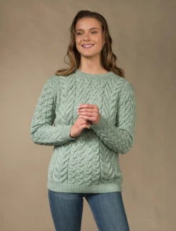 Women's Super Soft Aran Crew Neck Sweater -Modekleidung B689w Seafoam Green 2 65978.1673753043