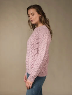 Women's Super Soft Aran Crew Neck Sweater -Modekleidung B689w Winter Rose 4 47914.1673753044