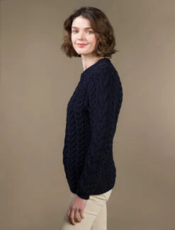 Women's Super Soft Aran Crew Neck Sweater -Modekleidung B689w ink 42638.1685283618