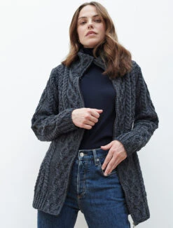 Cable Aran Cardigan With Zipper -Modekleidung B926 Derby 1 73552.1673752989