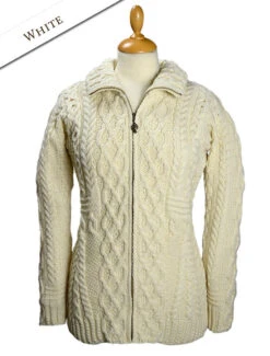 Cable Aran Cardigan With Zipper -Modekleidung B926white 52224.1493111599