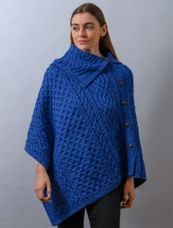 Ladies Merino Button Poncho -Modekleidung CW4784 Blue Marl 72194.1673753064