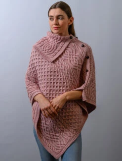 Ladies Merino Button Poncho -Modekleidung CW4784 Dusty Pink 91865.1673753064