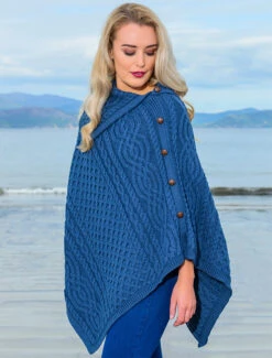 Ladies Merino Button Poncho -Modekleidung CW4784 Mallard 2 19977.1673753063