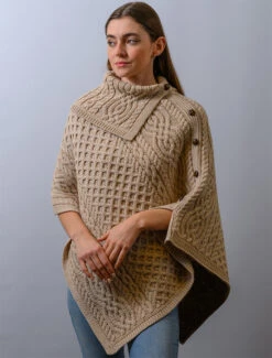 Ladies Merino Button Poncho -Modekleidung CW4784 Parsnip 20246.1673753065