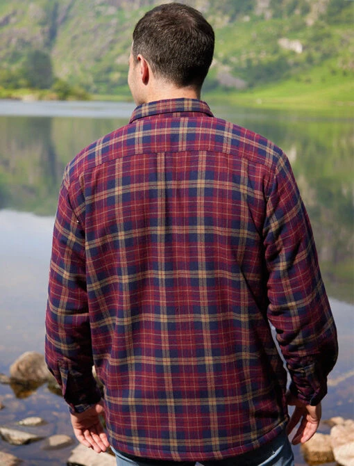 Fleece Lined Flannel Shirt - Maroon & Navy Check – Bild 2