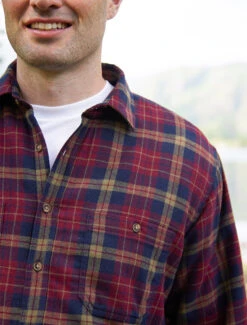 Fleece Lined Flannel Shirt - Maroon & Navy Check -Modekleidung FLEE LV10 MAROON NAVY 3 41551.1683027948