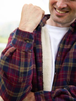 Fleece Lined Flannel Shirt - Maroon & Navy Check