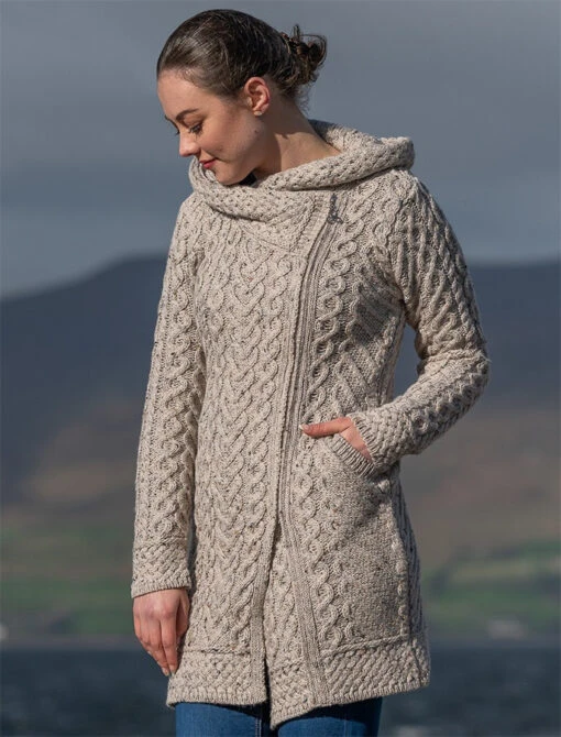 Claddagh Heart Design Side Zip Coatigan