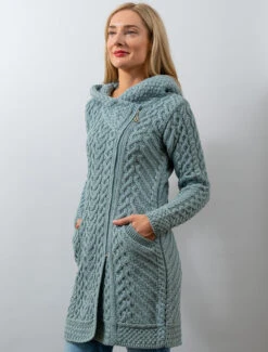 Claddagh Heart Design Side Zip Coatigan -Modekleidung HD4918 Mermaid 91874.1718916640
