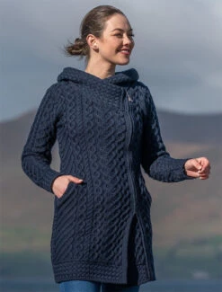 Claddagh Heart Design Side Zip Coatigan -Modekleidung HD4918 Navy 2 12330.1718916638