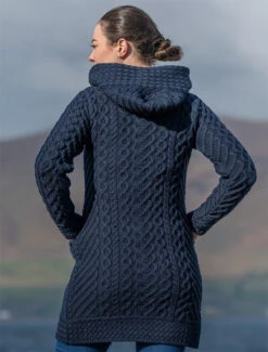 Claddagh Heart Design Side Zip Coatigan -Modekleidung HD4918 Navy 6 47127.1718916637