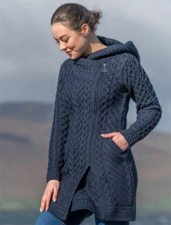 Claddagh Heart Design Side Zip Coatigan -Modekleidung HD4918 Navy 7 70886.1718916638