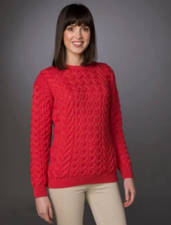 Women's Super Soft Aran Crew Neck Sweater -Modekleidung L4A5391 56322.1673753044