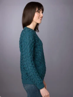 Women's Super Soft Aran Crew Neck Sweater -Modekleidung L4A5675 11356.1673753045