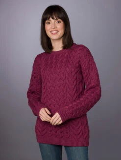 Women's Super Soft Aran Crew Neck Sweater -Modekleidung L4A6019 56280.1673753045