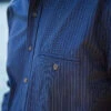 Men's Comfort Cotton Grandfather Shirt - Navy & White Stripe