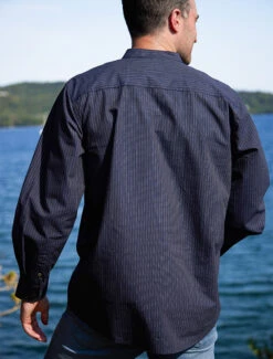 Men's Comfort Cotton Grandfather Shirt - Navy & White Stripe -Modekleidung LV FL18 4 68245.1683018370