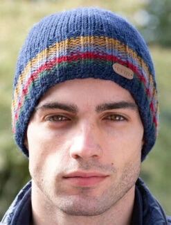 Men's Wool Ribbed Pull-on Hat - Multi-Stripes