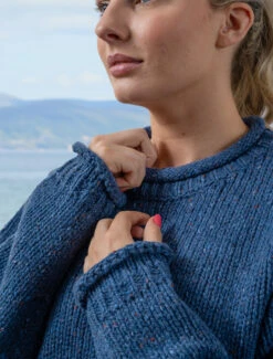 Roll Neck Sweater - Fisherman's Sweater -Modekleidung R193 Denim 3 45956.1624618337