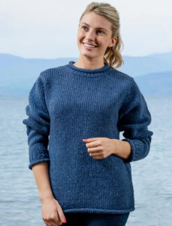 Roll Neck Sweater - Fisherman's Sweater -Modekleidung R193w Denim 1 83275.1641997738