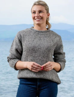 Roll Neck Sweater - Fisherman's Sweater -Modekleidung R193w Silver 2 11053.1641997742