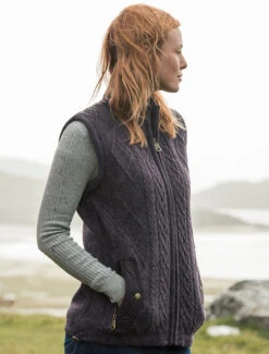 Aran Cable Knit Body Warmer -Modekleidung R843 Purple 2 88515.1718625330