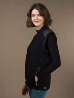 Aran Cable Knit Body Warmer -Modekleidung R843 Black1 74033.1681385852